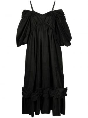 Midi šaty na zip s výstřihem do v z polyesteru Simone Rocha - černá