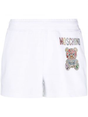 Shorts de sport à imprimé Moschino blanc