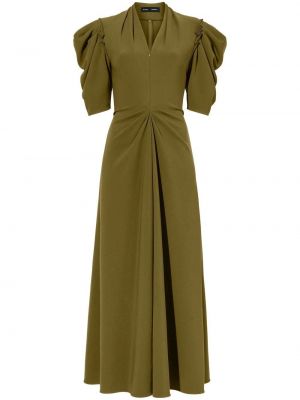Midi šaty na zip s výstřihem do v z polyesteru Proenza Schouler - zelená