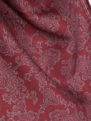Hedvábný šál s paisley potiskem Brunello Cucinelli červený