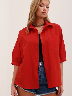 Oversized πουκάμισο με κοντό μανίκι Bigdart κόκκινο