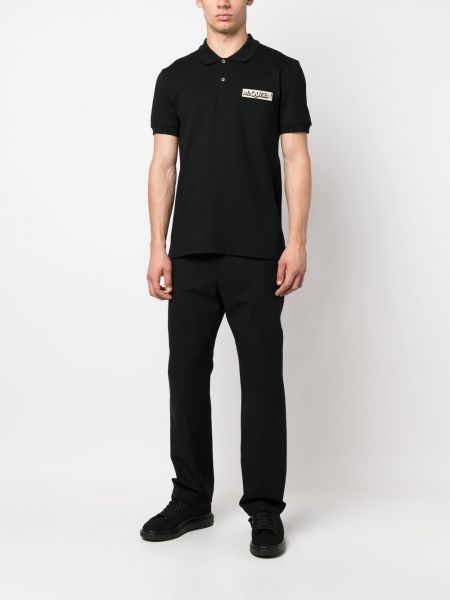 Bavlněné rovné kalhoty Alexander Mcqueen černé