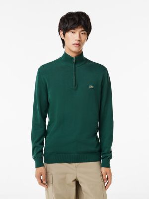 Jersey con cremallera de algodón de tela jersey Lacoste verde