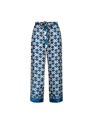 Jedwabne proste spodnie Max Mara niebieskie