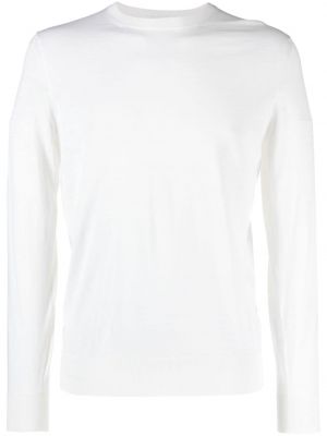 Sweter wełniany z okrągłym dekoltem Zegna biały