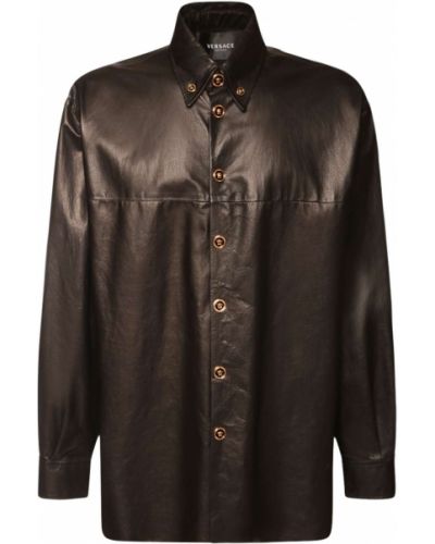 Кожаная рубашка Versace