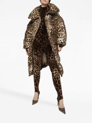 Žakárový leopardí bavlněný overal Dolce & Gabbana hnědý