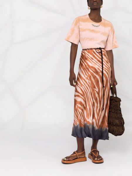 Falda larga con estampado animal print Pinko marrón