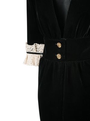 Zamatové midi šaty Saint Laurent čierna