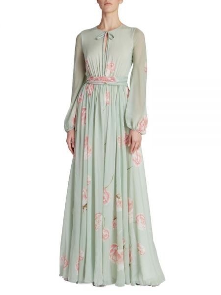 Плиссированное платье в пол Giambattista Valli, Mint Tea