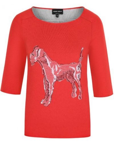 Кашемировый пуловер с принтом Giorgio Armani, красный