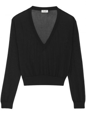 Sweter z dekoltem w serek Saint Laurent czarny