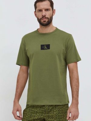 Koszulka bawełniana z nadrukiem Calvin Klein Underwear zielona