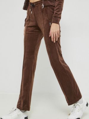 Juicy Couture spodnie dresowe damskie kolor brązowy z aplikacją