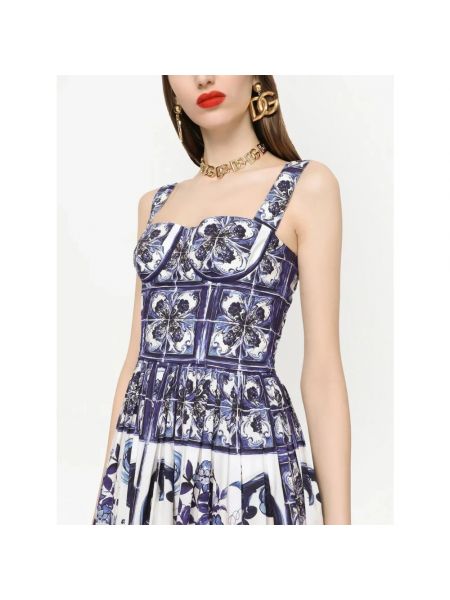 Vestido de algodón con estampado con estampado geométrico Dolce & Gabbana