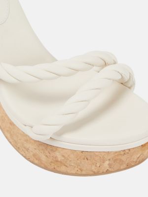Sandale din piele cu pană Jimmy Choo alb