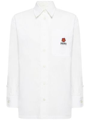 Oversize памучна риза Kenzo Paris бяло