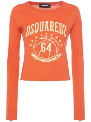 Βαμβακερό πουκάμισο με σχέδιο από ζέρσεϋ Dsquared2 πορτοκαλί