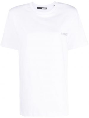 Βαμβακερή μπλούζα με πετραδάκια Rotate λευκό