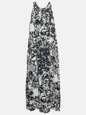 Хлопковое бархатное длинное платье с принтом Velvet