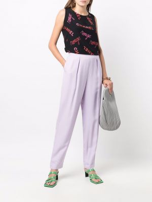Hedvábné kalhoty Chanel Pre-owned fialové