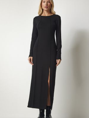 Μάξι φόρεμα από βισκόζη Happiness İstanbul μαύρο