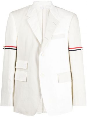 Lněný kabát Thom Browne bílý