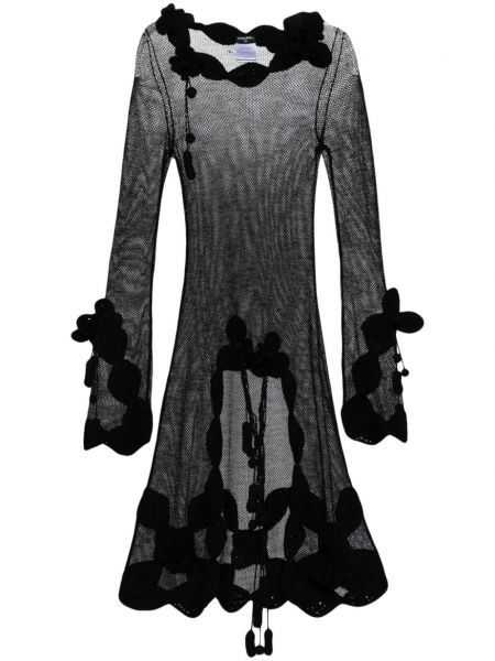 Prozirna haljina s cvjetnim printom Chanel Pre-owned crna