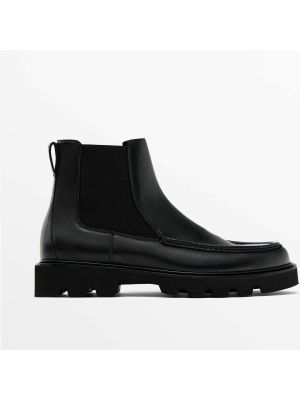 Ботинки Massimo Dutti Chelsea With Moc Toe Detail черный