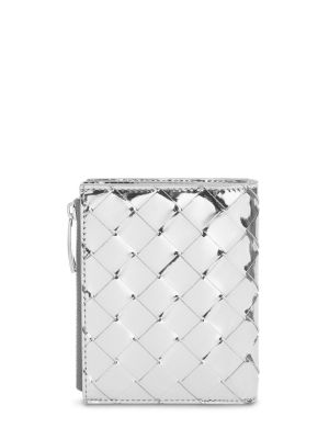 Cipzáras bőr pénztárca Bottega Veneta ezüstszínű