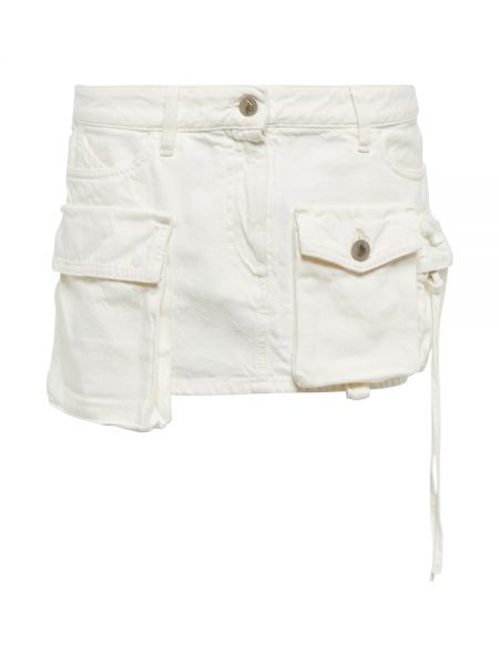 Spódnica jeansowa z kieszeniami The Attico biała