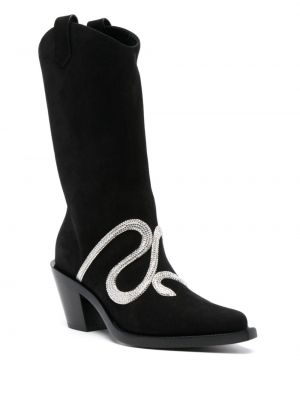 Křišťálové semišové kotníkové boty René Caovilla černé