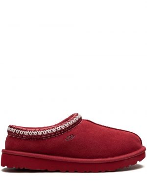 Papuci de casă din piele de căprioară Ugg roșu