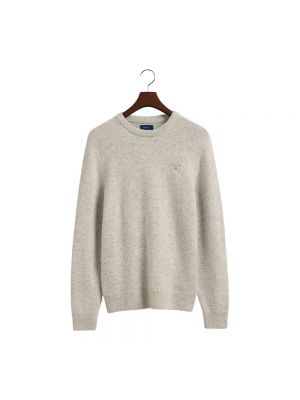 Sweter w kolorze melanż z okrągłym dekoltem Gant beżowy