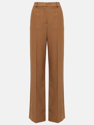 Шерстяные брюки с высокой талией Stella Mccartney коричневые