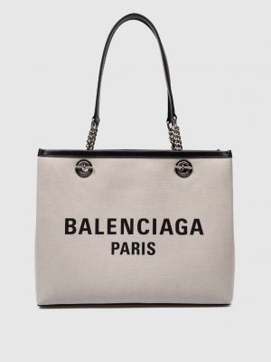 Бежева сумка з ручками з принтом Balenciaga