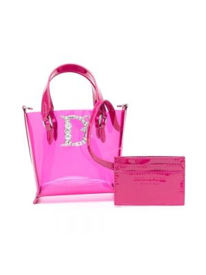 Transparente shopper handtasche mit taschen Dsquared2 pink