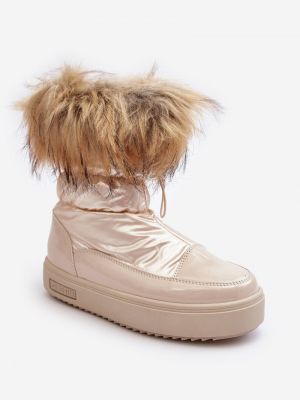 Със звездички кожа зимни обувки за сняг Big Star Shoes бежово
