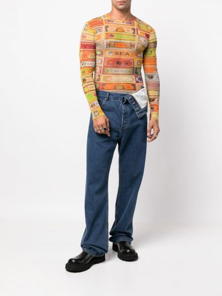 Průsvitné tričko s potiskem Jean Paul Gaultier Pre-owned žluté