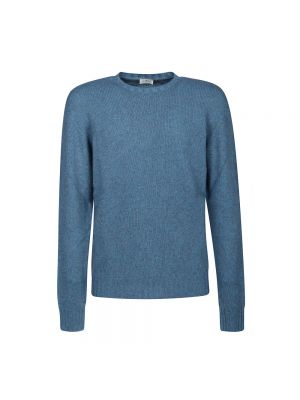 Dzianinowy sweter z okrągłym dekoltem Etro niebieski
