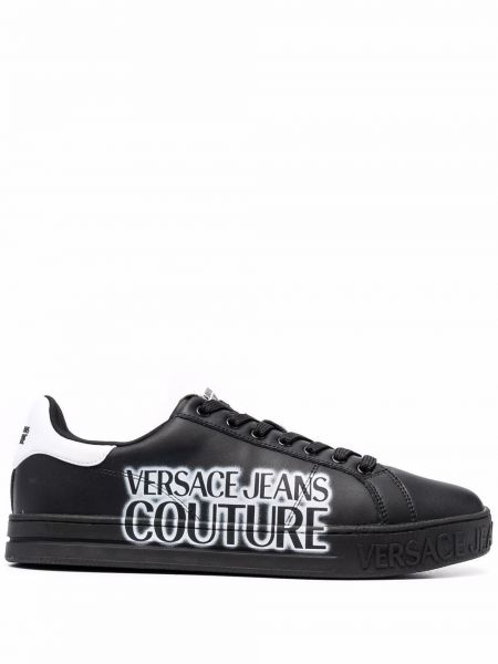 Sneakerși cu șireturi cu imagine din dantelă Versace Jeans Couture negru
