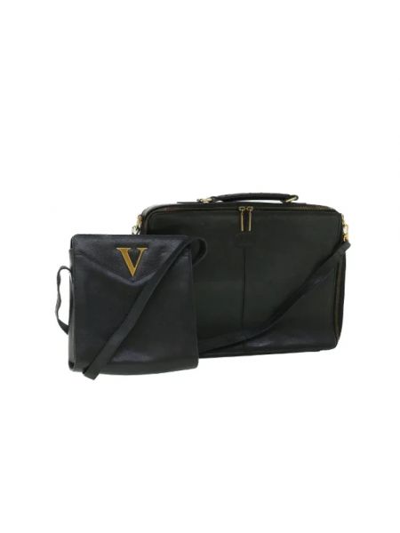 Bolso cruzado de cuero retro Valentino Vintage negro