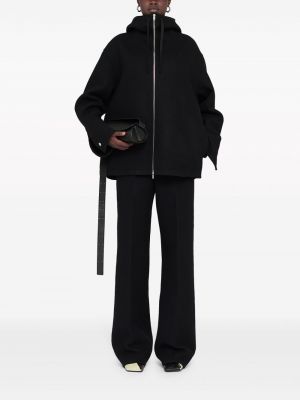 Vlněná bunda s kapucí Jil Sander černá
