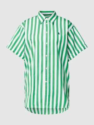Koszula bawełniana relaxed fit w paski Polo Ralph Lauren zielona