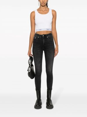 Skinny džíny s vysokým pasem Calvin Klein Jeans černé