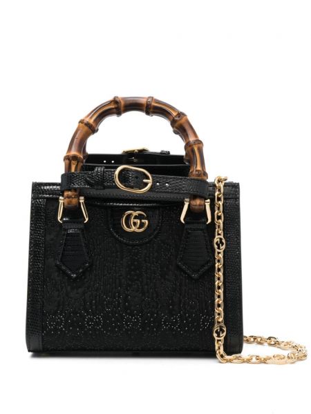 Δερμάτινη τσάντα shopper Gucci μαύρο
