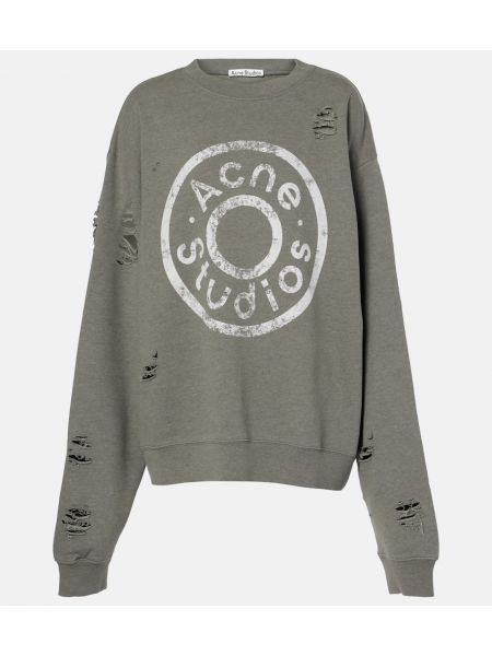 Bomuld nødlidende sweatshirt Acne Studios grå