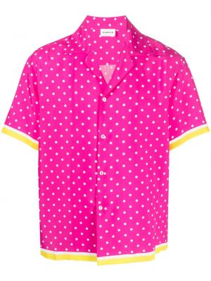 Копринена риза на точки с принт P.a.r.o.s.h. розово
