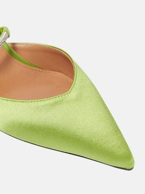 Сатенени полуотворени обувки с отворена пета D'accori зелено