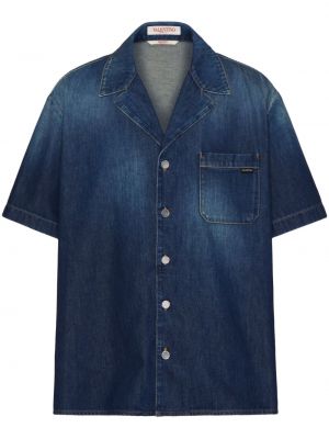 Rifľová košeľa Valentino Garavani modrá